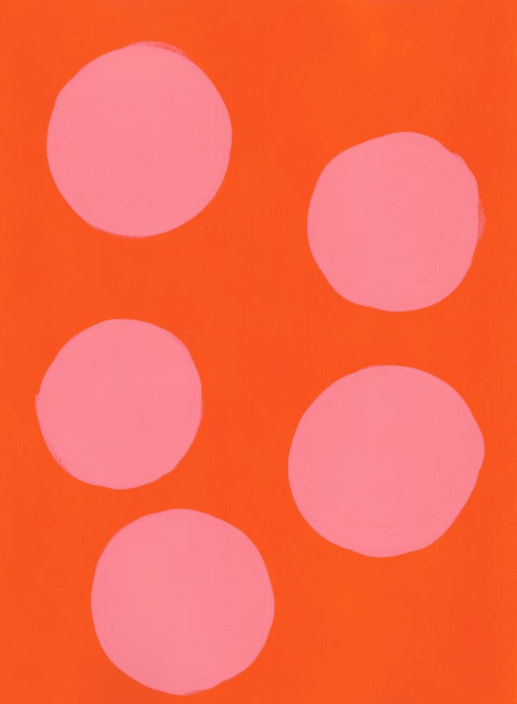 Pink Dots On Orange by Lerin Freyou — canvas wall art