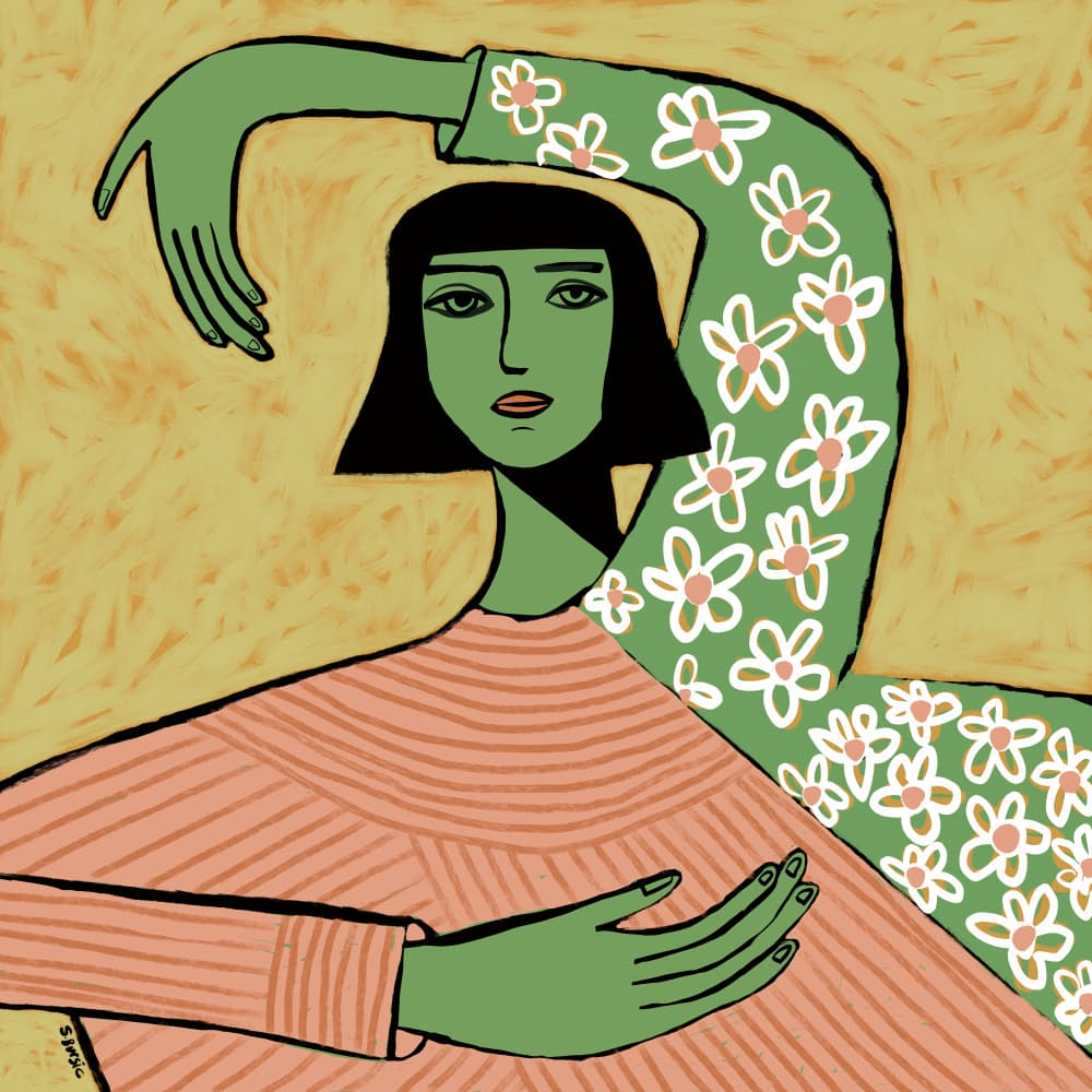 Green Woman Floral Calm by Sharyn Bursic — canvas wall art