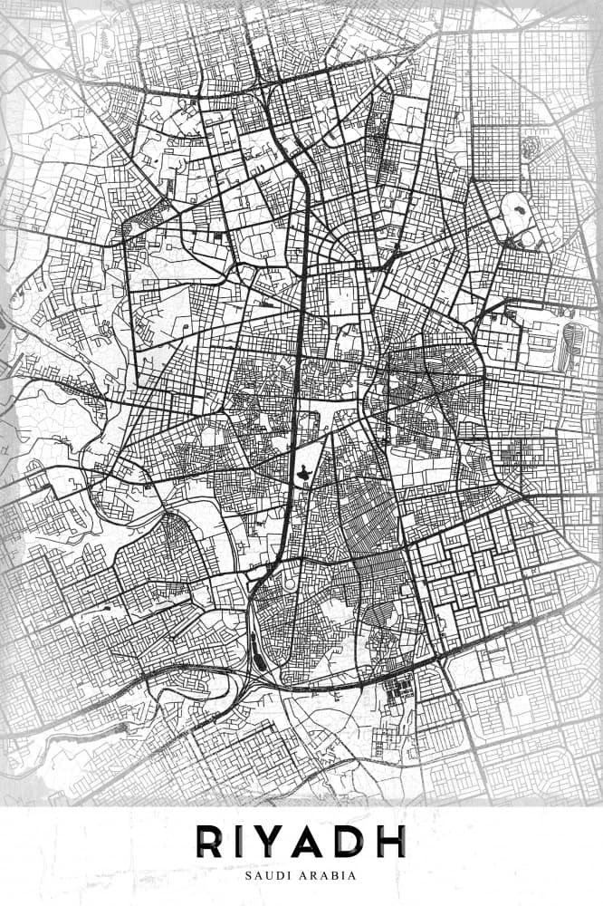 Riyadh City Map by StudioSix — canvas wall art
