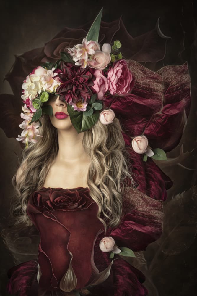 Mysterious Floral Portrait by Carola Kayen-Mouthaan — canvas wall art