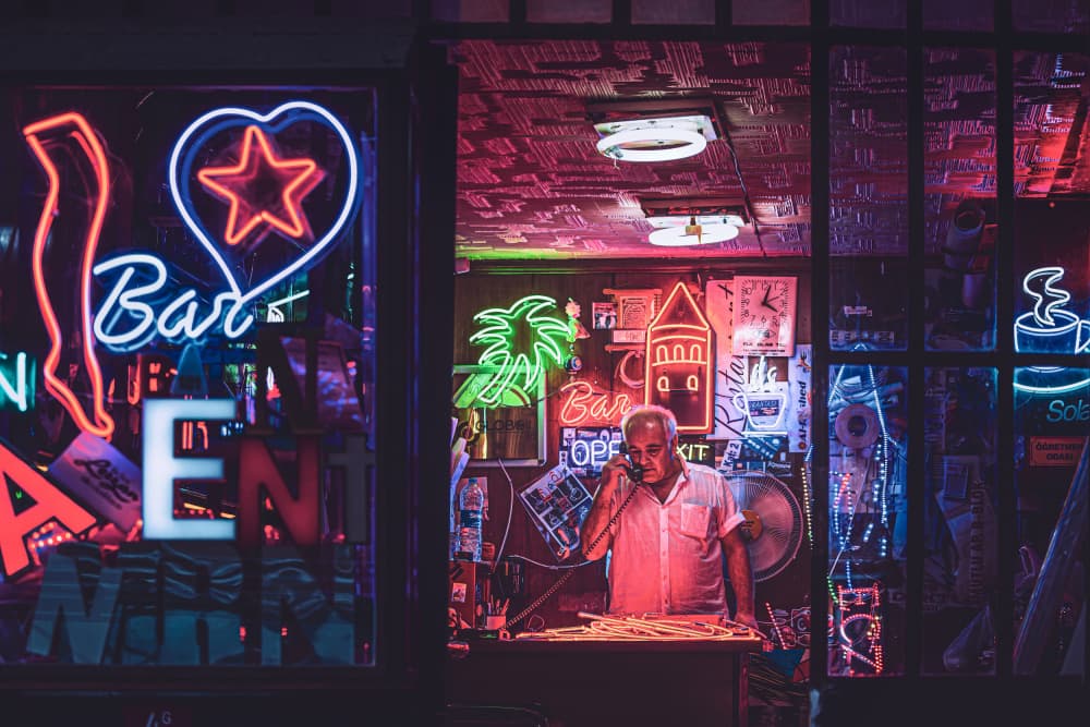 Neon Bar Window by Marco Tagliarino — canvas wall art