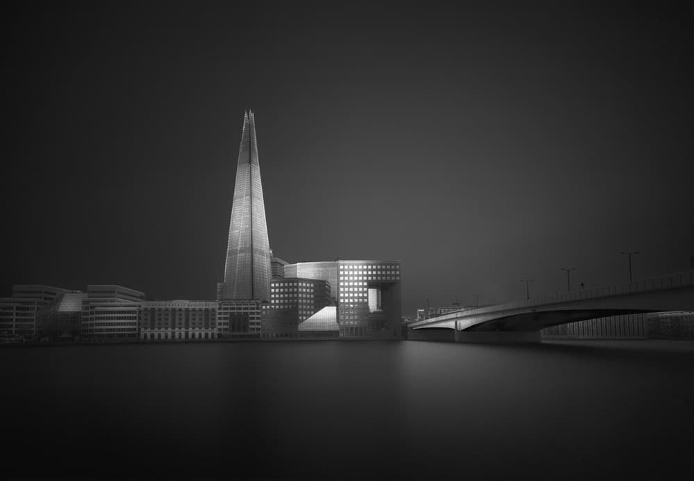 London Shard Night by Ahmed Thabet — canvas wall art