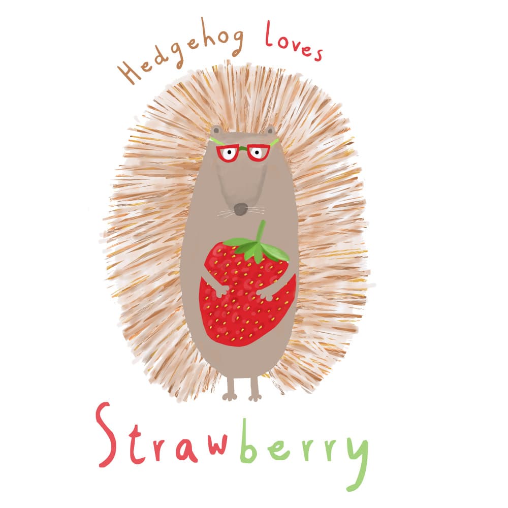 Hedgehog Loves Strawberry by Carla Daly — canvas wall art