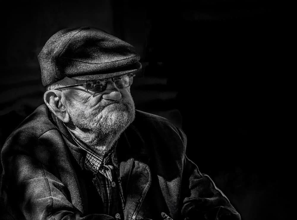Thoughtful Old Man Portrait by Ömer Ates Kızıltug — canvas wall art
