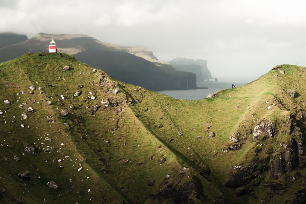 Lighthouse And Green Cliffs by Theodor Gerhamn — canvas wall art