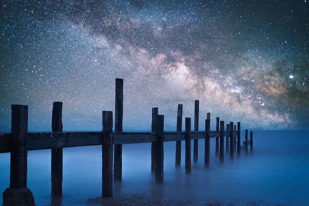 Milky Way Pier Night by Bingo Z — canvas wall art