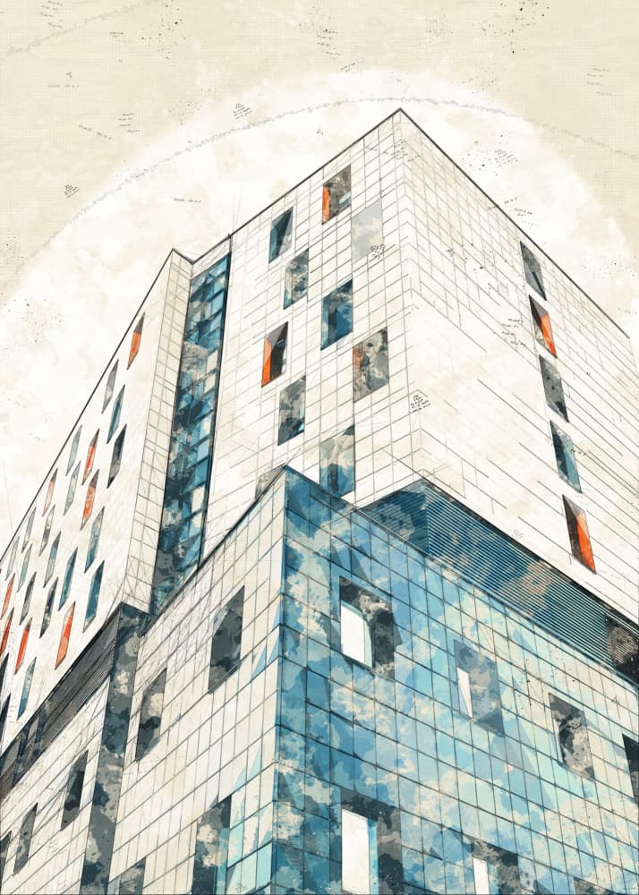 Urban Architectural Sketch by Lembayung senja studio [Vintage Poster] — canvas wall art