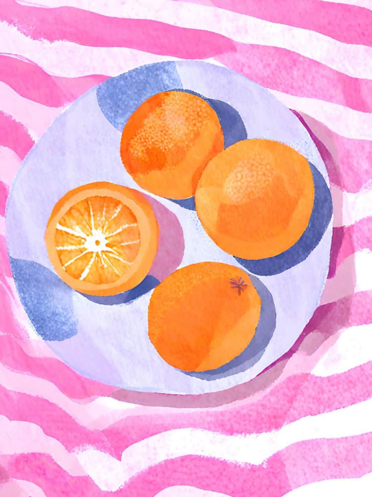 Vibrant Citrus Plate by Ohkimiko — canvas wall art