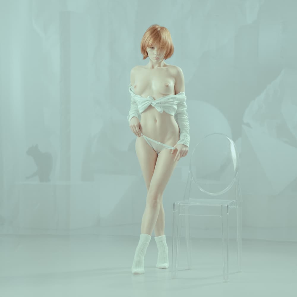 Minimalist Redhead Woman by Dmitry Frizel — canvas wall art