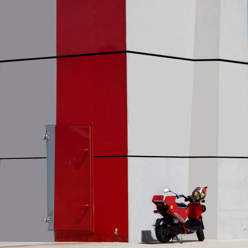 Red Scooter Modern Wall by Yvette Depaepe — canvas wall art