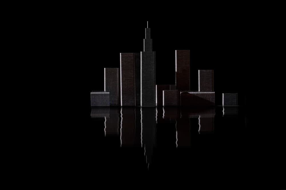 Dark City Reflections by Dorian Gray — canvas wall art