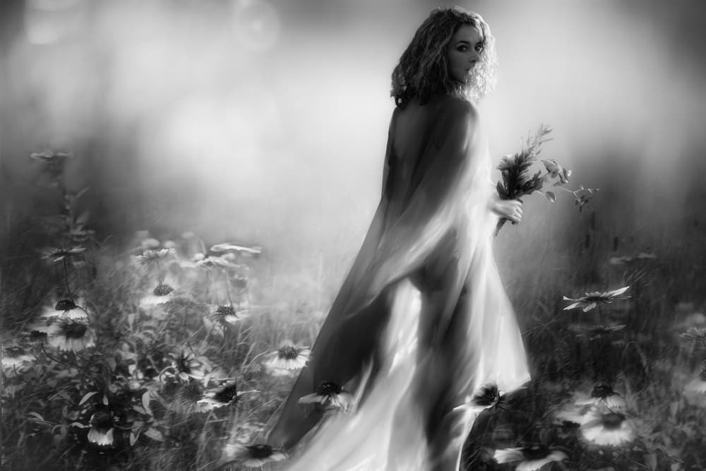 Ethereal Woman in Flowers by Charlaine Gerber — canvas wall art