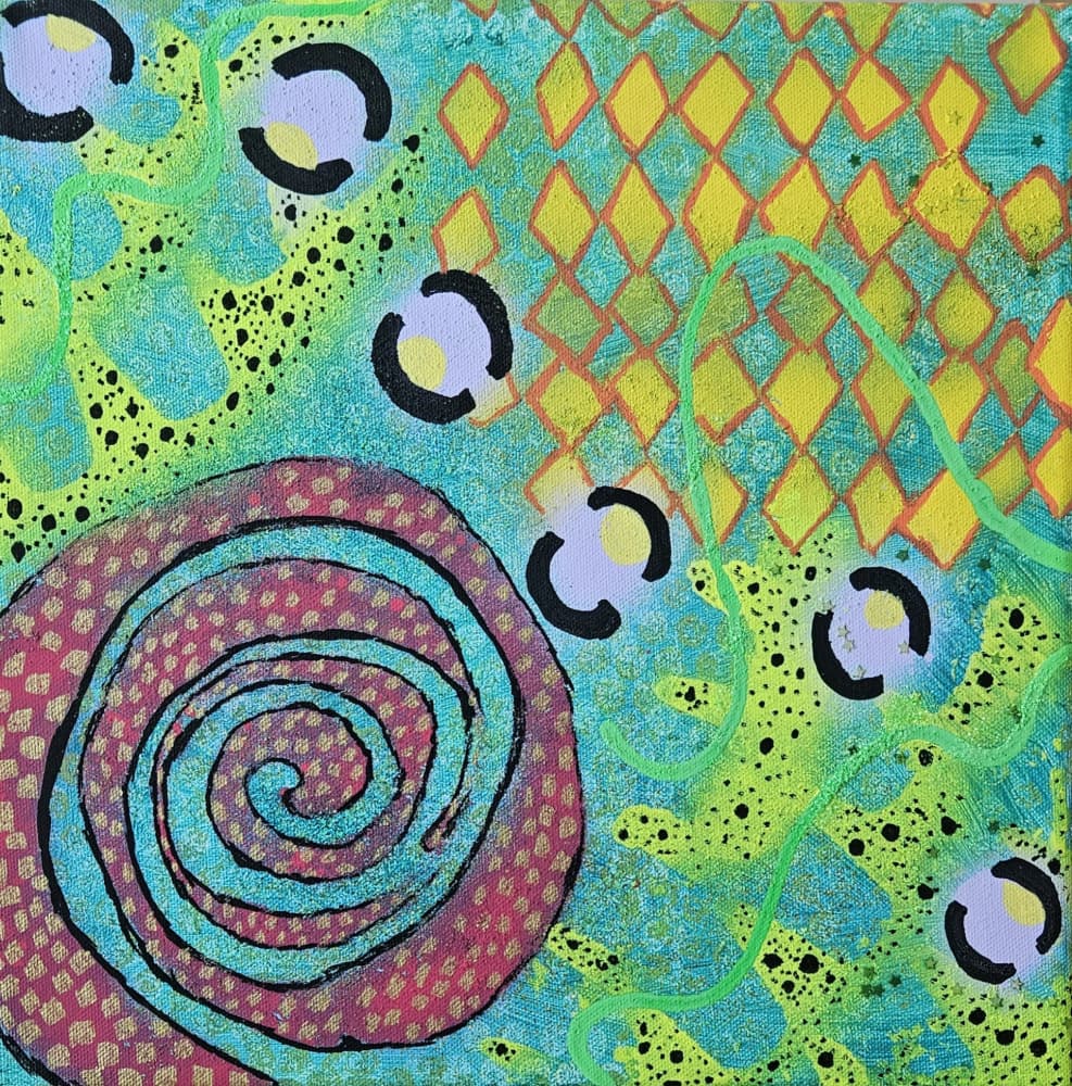 Vibrant Abstract Swirl by Olea Huuska — canvas wall art