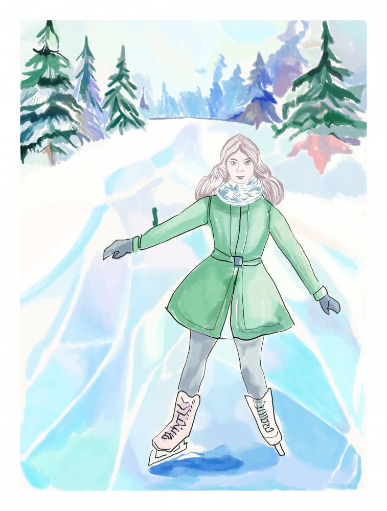 Winter Ice Skating by Beate Tubach — canvas wall art