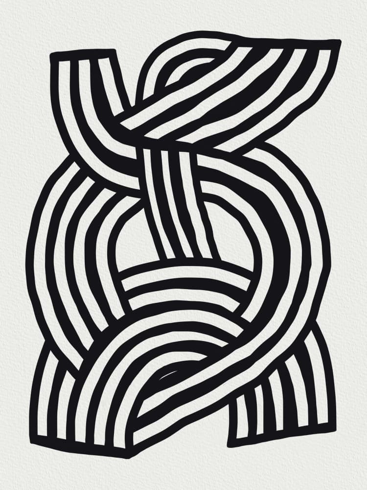 Intertwined Black White Stripes by Little Dean — canvas wall art