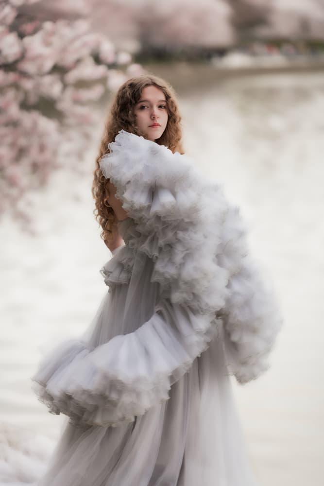 Dreamy Girl Cherry Blossoms by Q Liu — canvas wall art