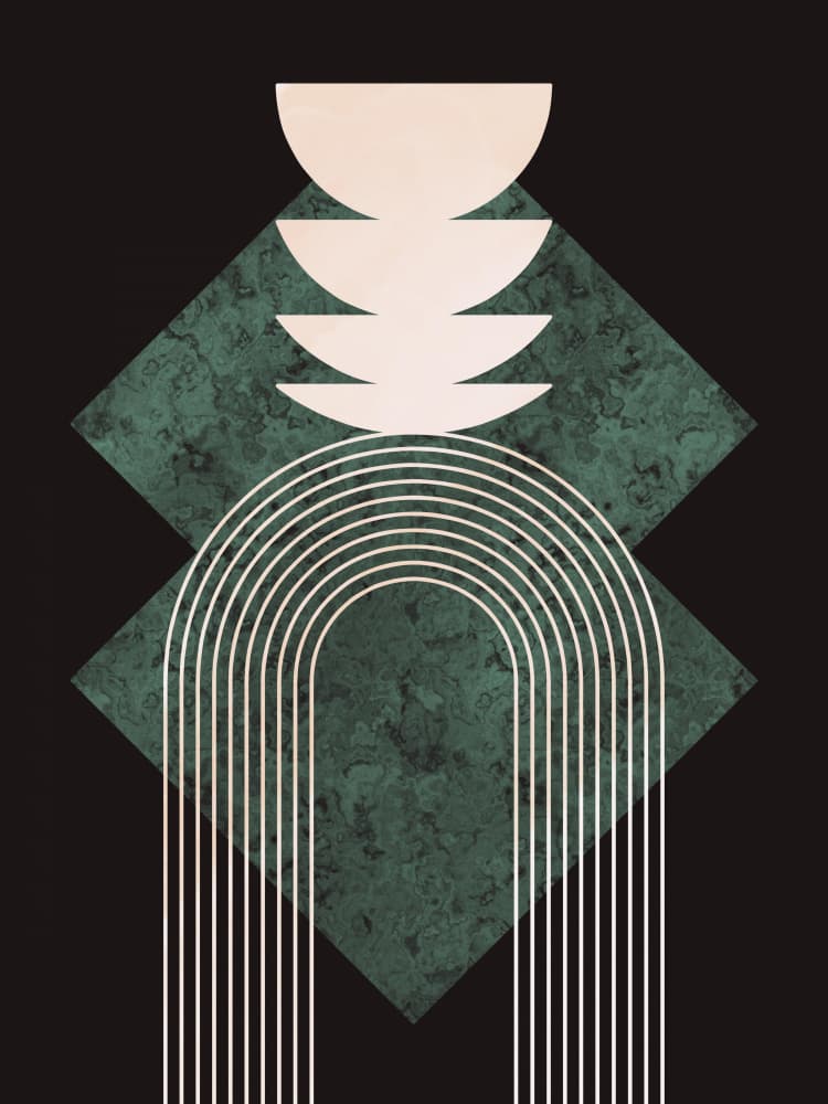 Abstract Emerald Arches by Little Dean — canvas wall art