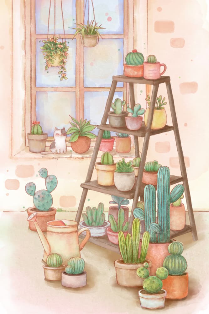 Cozy Cactus Garden by Xuan Thai — canvas wall art