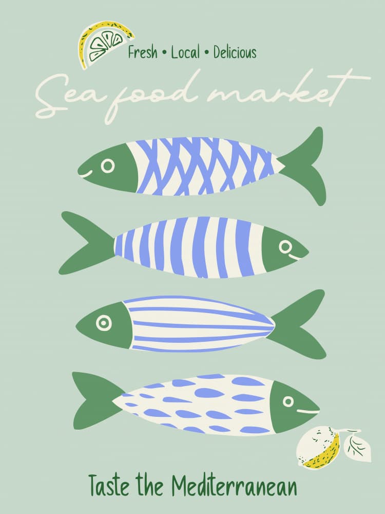 Mediterranean Seafood Market by Annick — canvas wall art