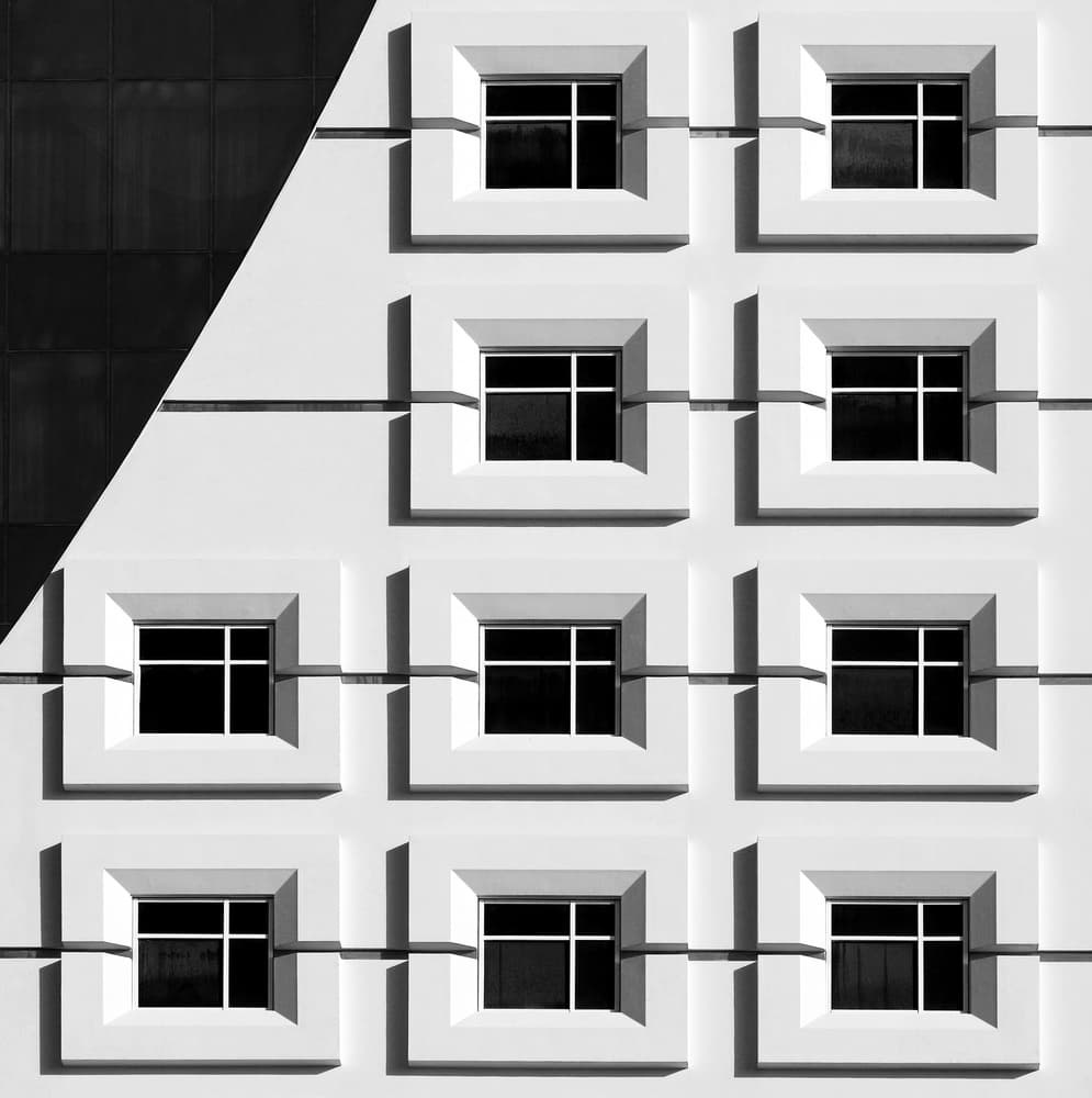 Geometric White Windows by Hans-Wolfgang Hawerkamp — canvas wall art