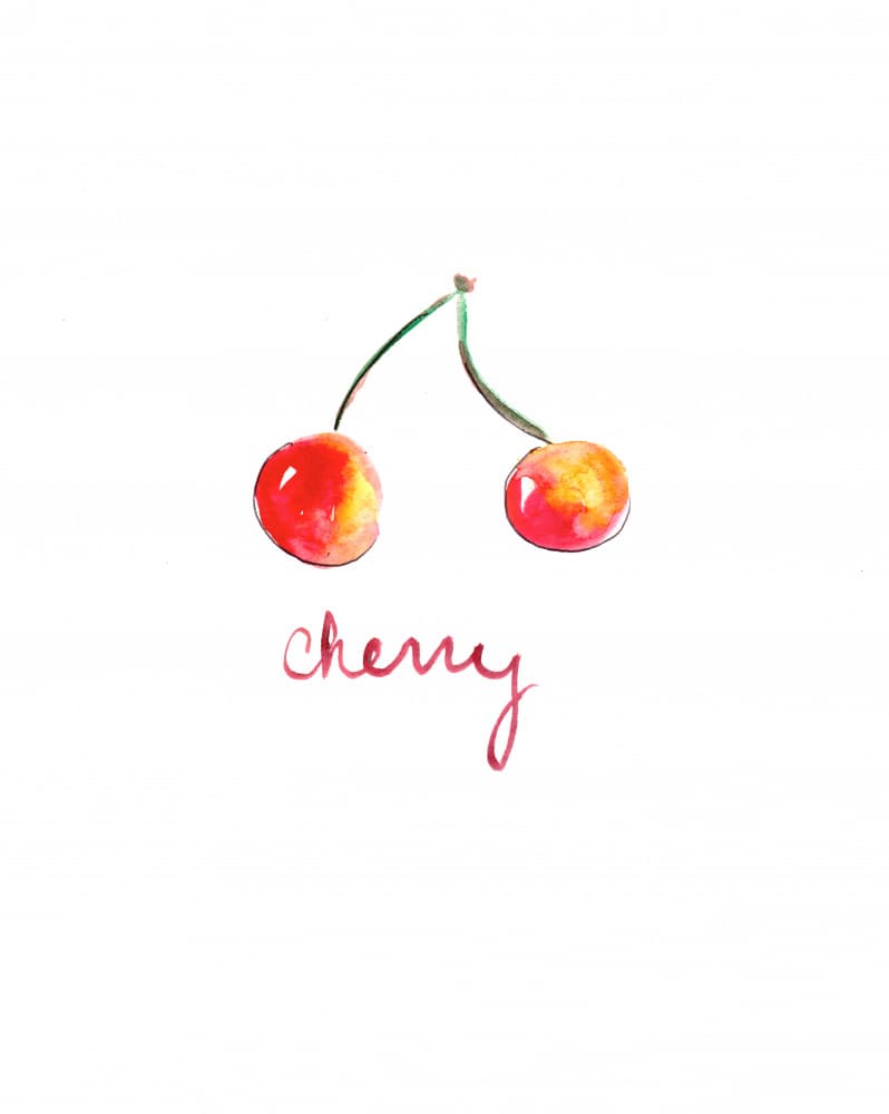 Sweet Watercolor Cherries by Christine Lindstrom — canvas wall art