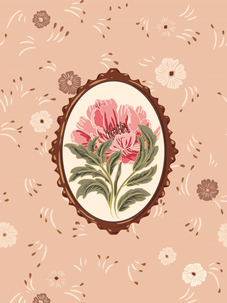Vintage Pink Flower Frame by Annick — canvas wall art