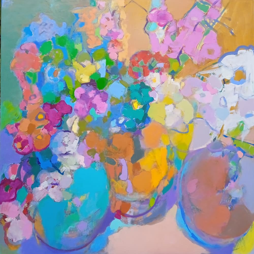Vibrant Floral Vases by Elena Shraibman — canvas wall art