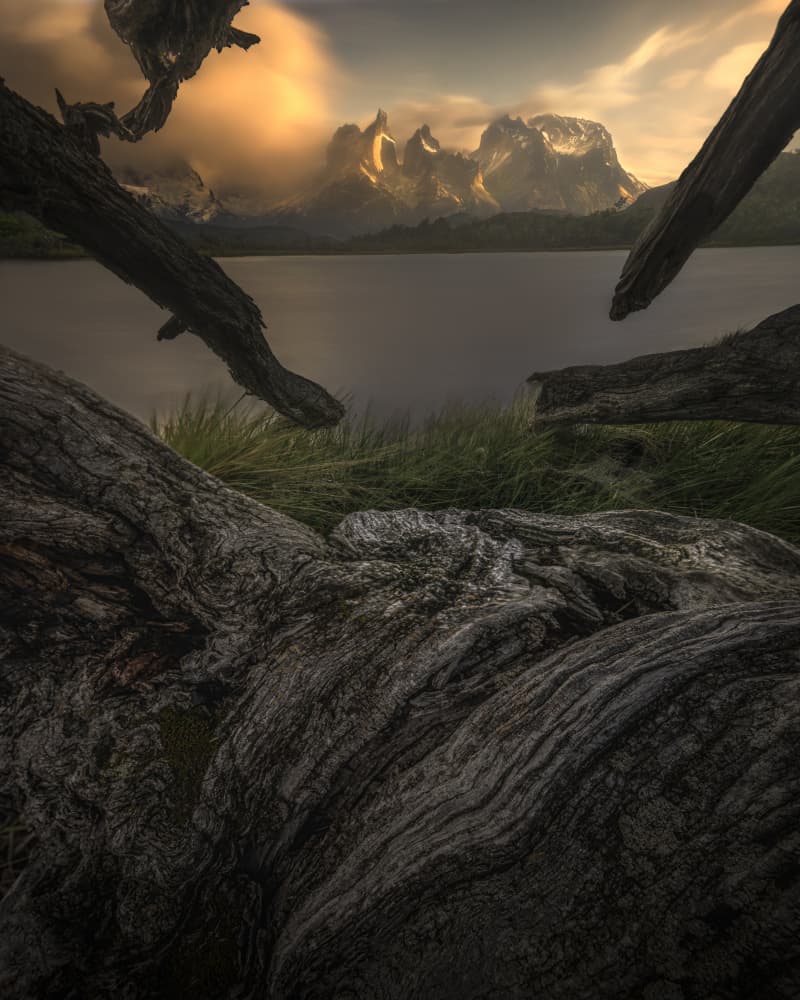 Golden Light Lake Mountains by Baldea Victor-Emilian — canvas wall art