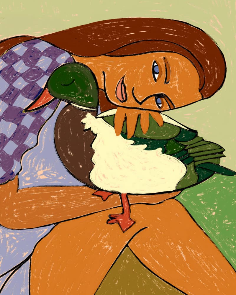 A Gentle Duck Embrace by Uma Gokhale — canvas wall art