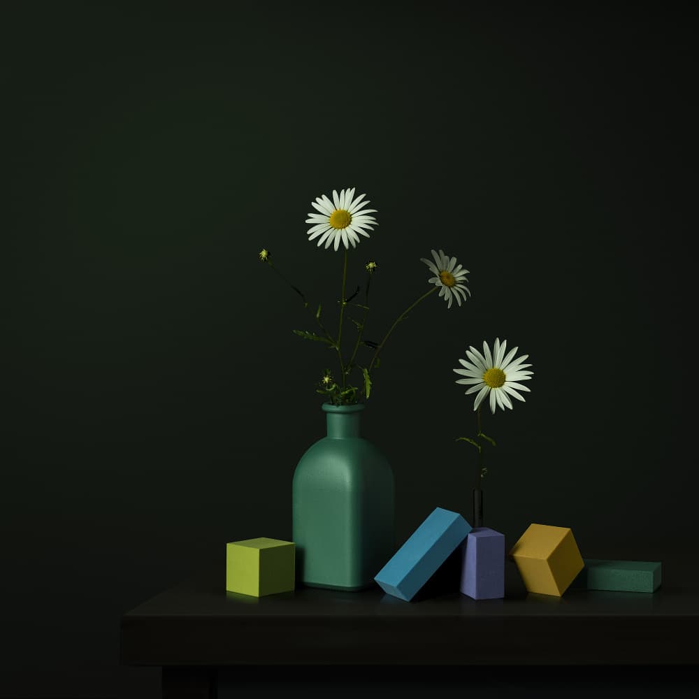 Daisy Vase Geometric Blocks by Juan Antonio Palacios — canvas wall art