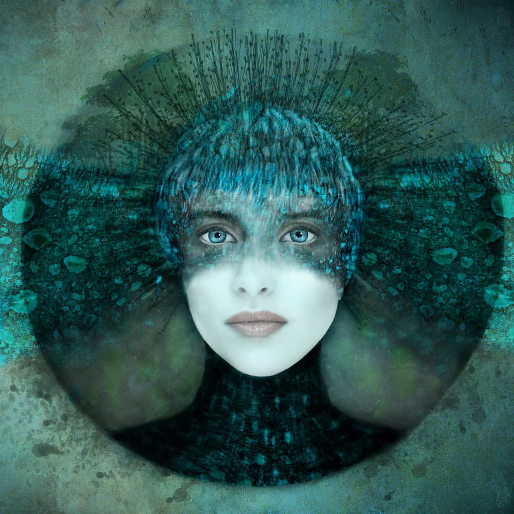 Aqua Dream Portrait by Joan Blease — canvas wall art