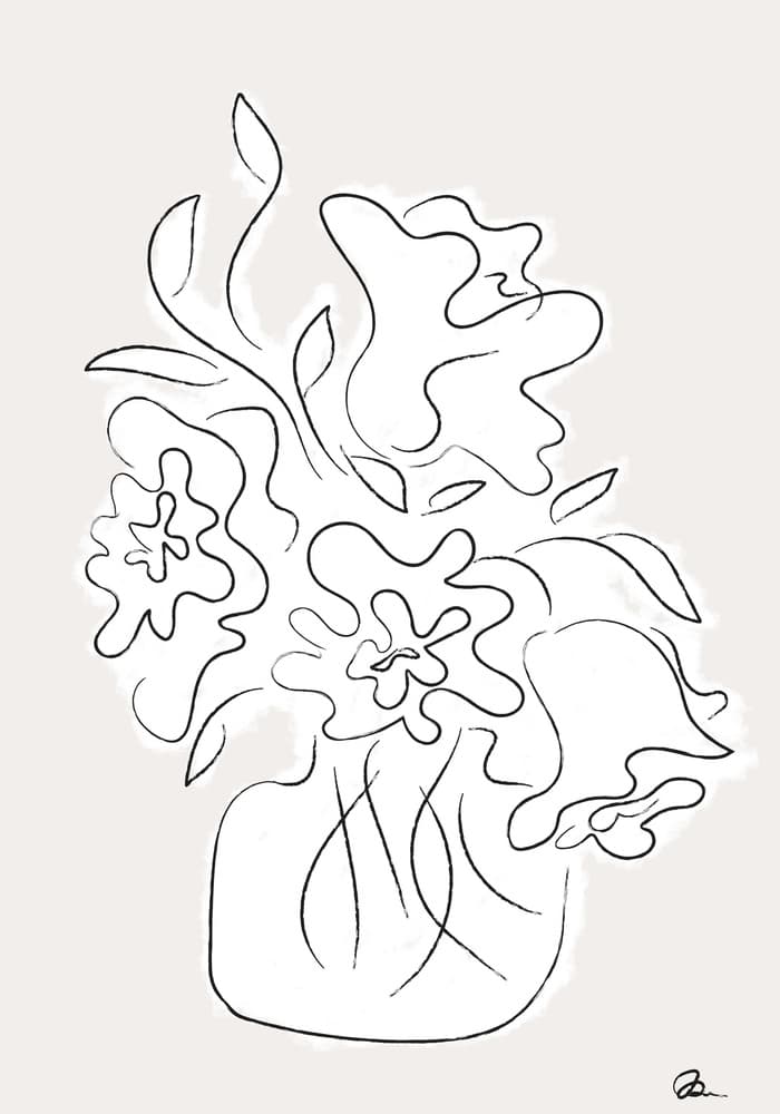 Minimalist Floral Drawing by Pictufy Studio II — canvas wall art