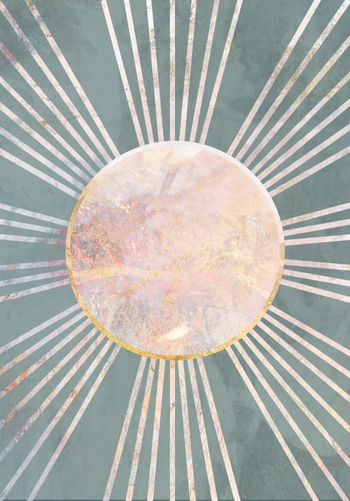 Sage Gold Marble Sunburst by Sarah Manovski — canvas wall art