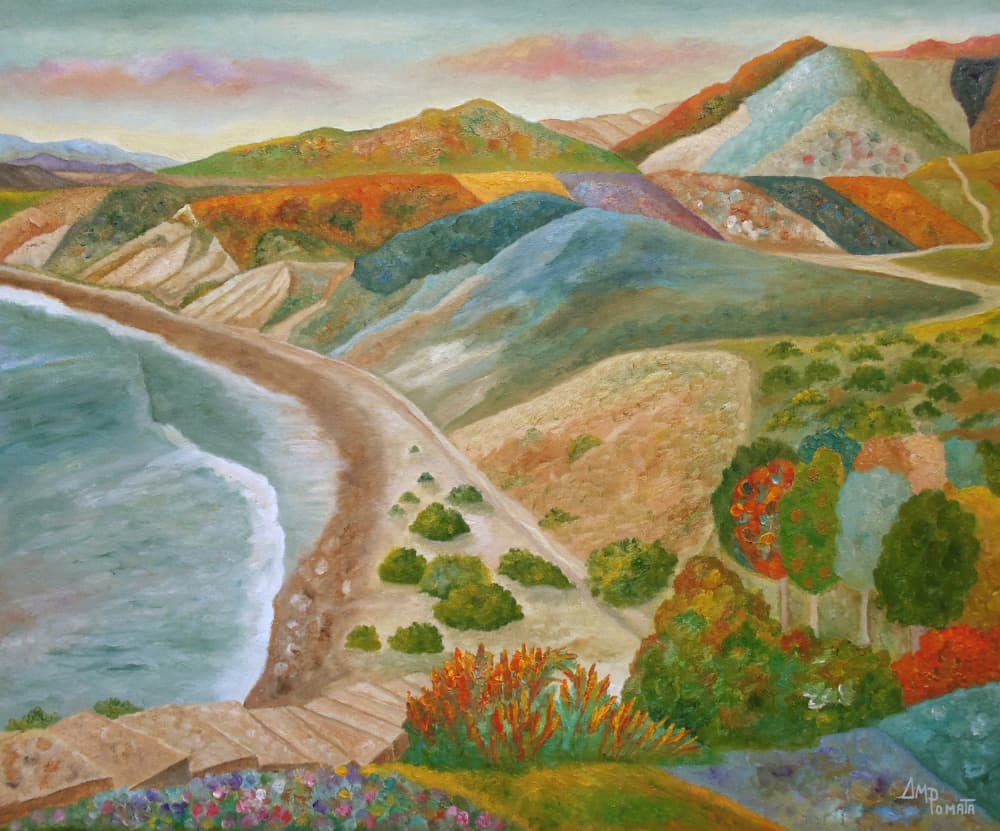 Colorful Coastal Hills View by Angeles M. Pomata — canvas wall art