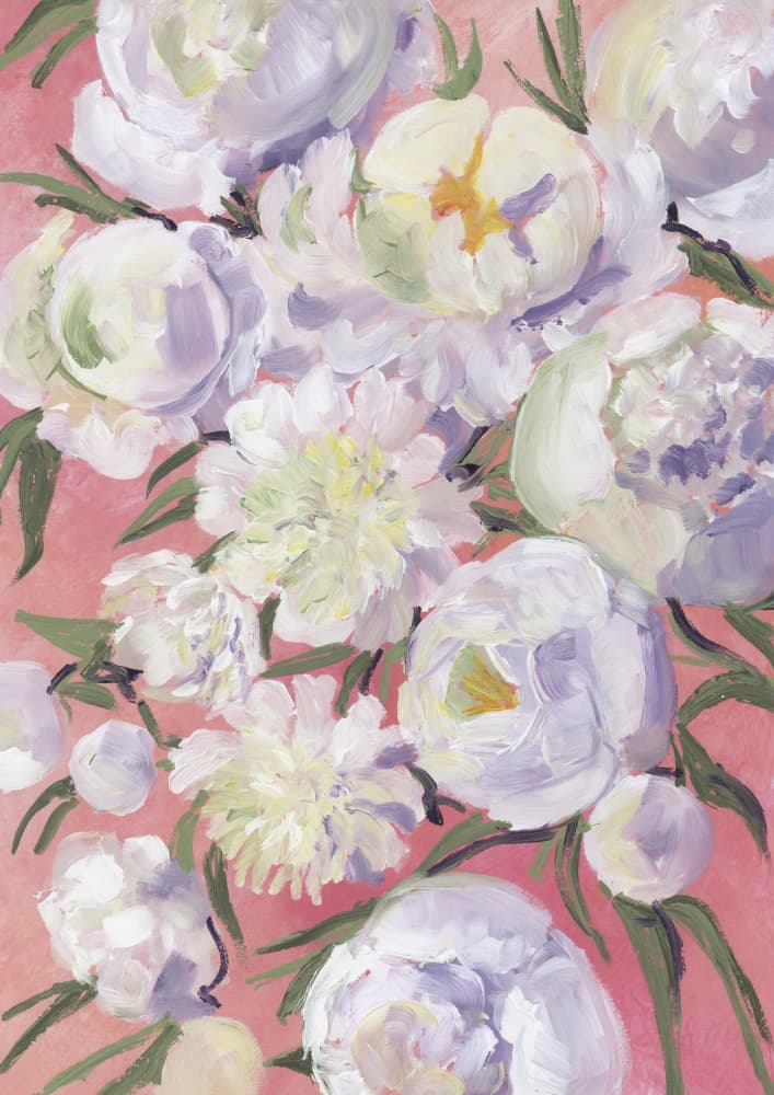 White Peonies Bloom by Rosana Laiz Blursbyai — canvas wall art