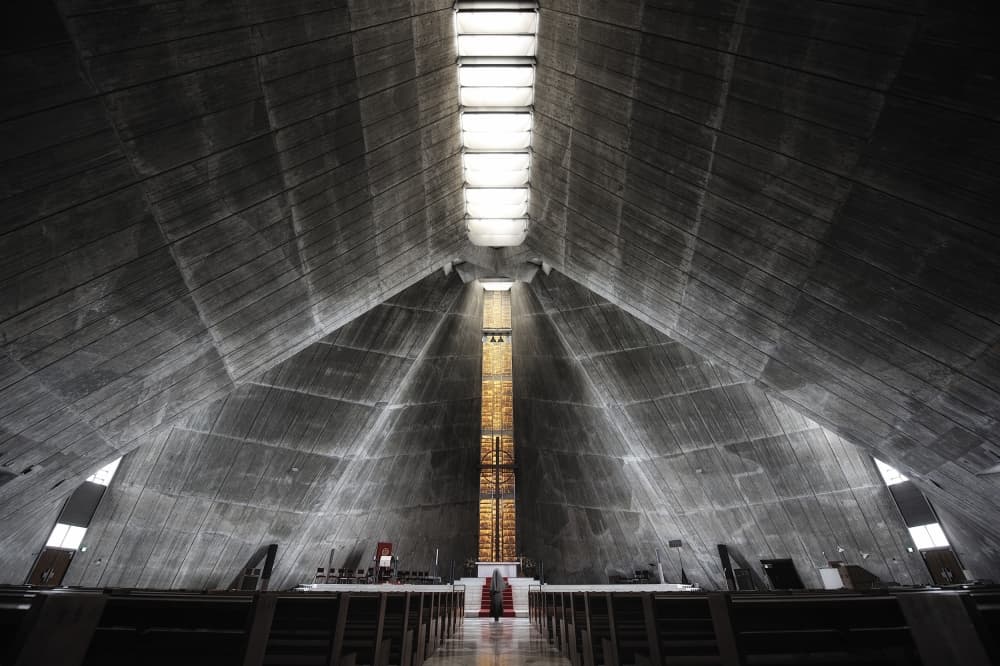 Brutalist Church Interior by Akira TAKAUE — canvas wall art
