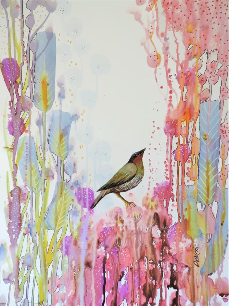 Dreamy Garden Bird by Sylvie Demers — canvas wall art