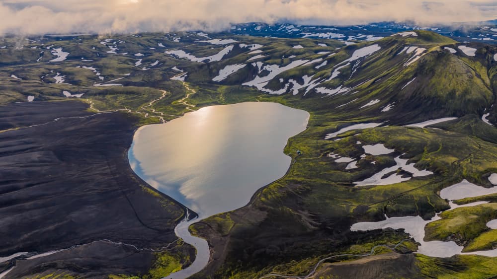 Aerial Mountain Lake Vista by James Bian — canvas wall art