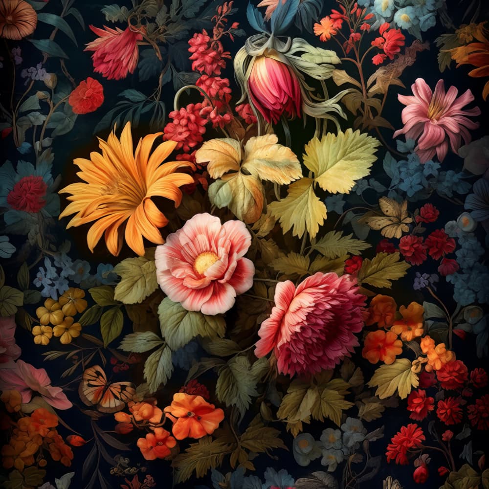 Lush Dark Floral Bloom by Bilge Paksoylu — canvas wall art