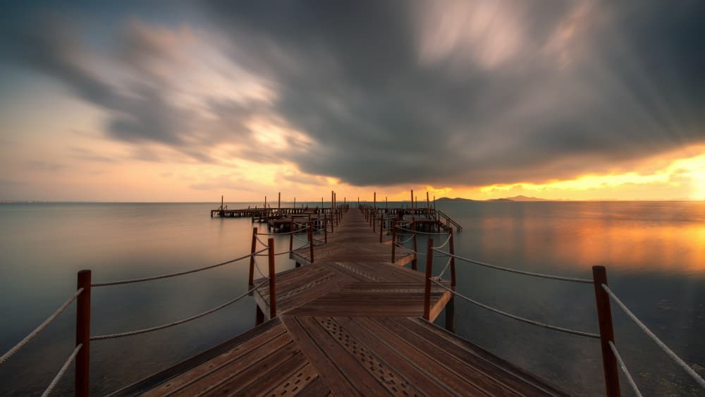 Golden Pier Sunset by Jose Antonio Triviño Sanchez — canvas wall art