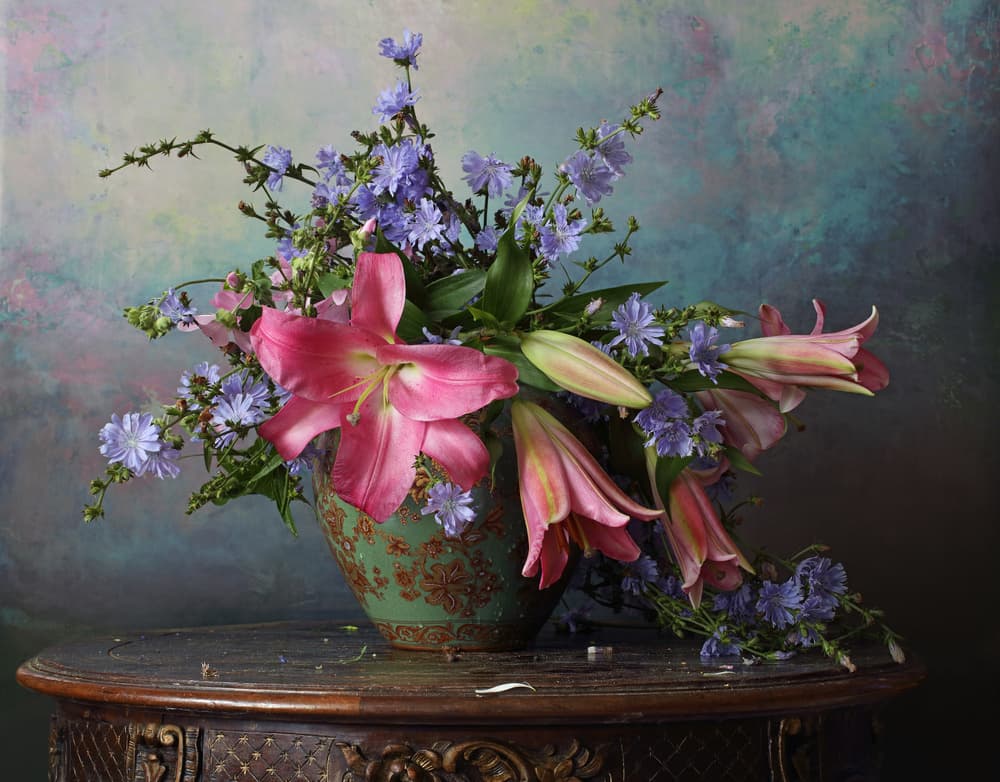 Still life with flowers by Andrey Morozov — canvas wall art
