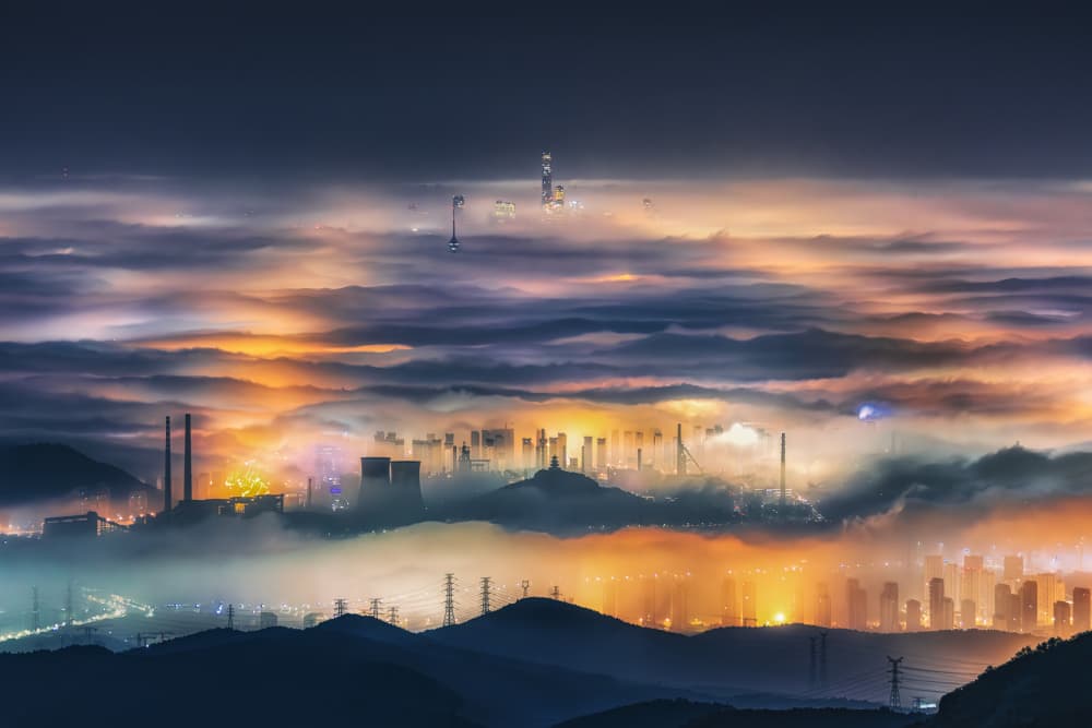 Urban Fog Glow by Yuan Cui — canvas wall art
