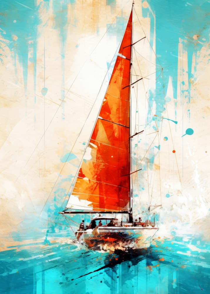 Vibrant Sailboat Journey by Justyna Jaszke — canvas wall art