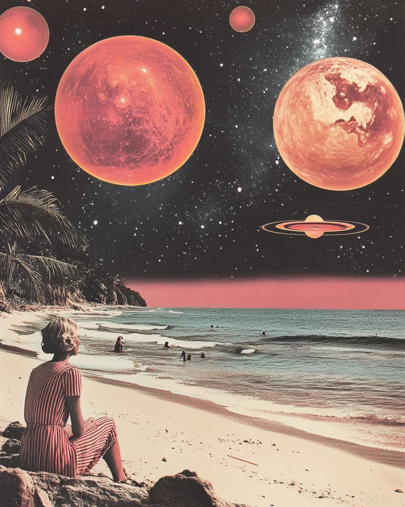 Retro Space Beach by Samantha Hearn — canvas wall art