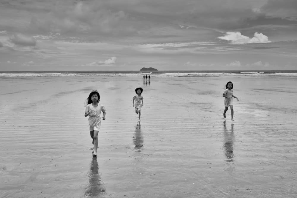 Beach Kids Running Free by Kieron Long — canvas wall art