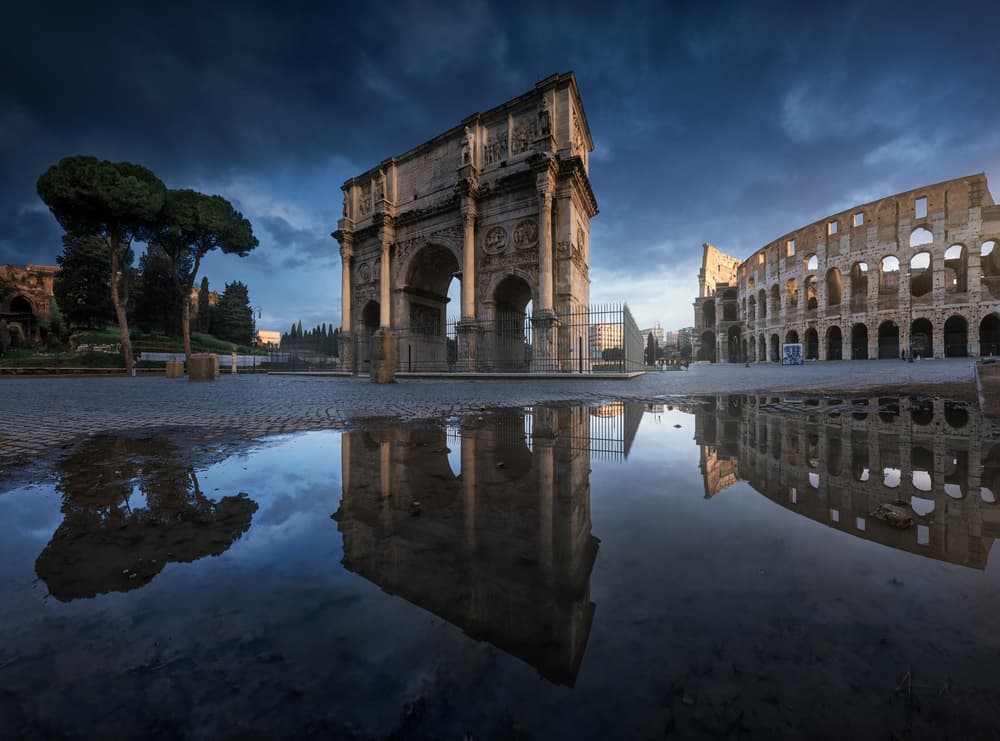 Arch and Colosseum Dawn by Juan Pablo de Miguel — canvas wall art