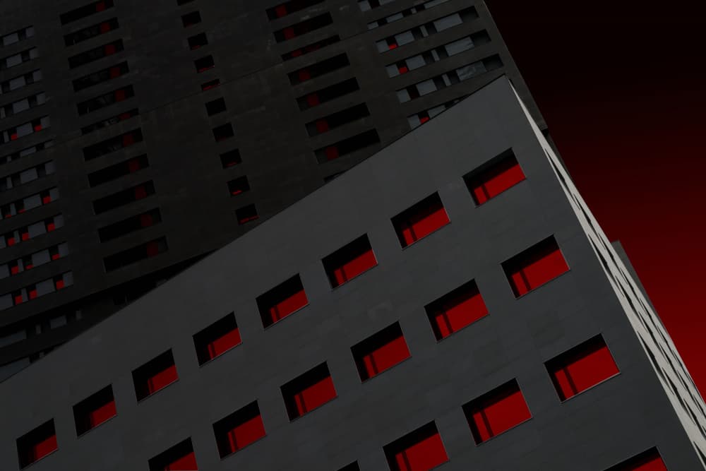 Geometric Red Windows by Roland Weber — canvas wall art