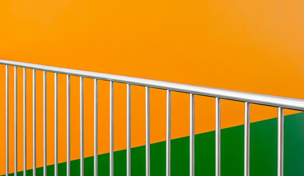 Bold Orange Green Railing by Markus Auerbach — canvas wall art