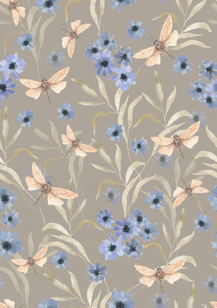 Delicate Floral Dragonflies by Linda Sitniece — canvas wall art