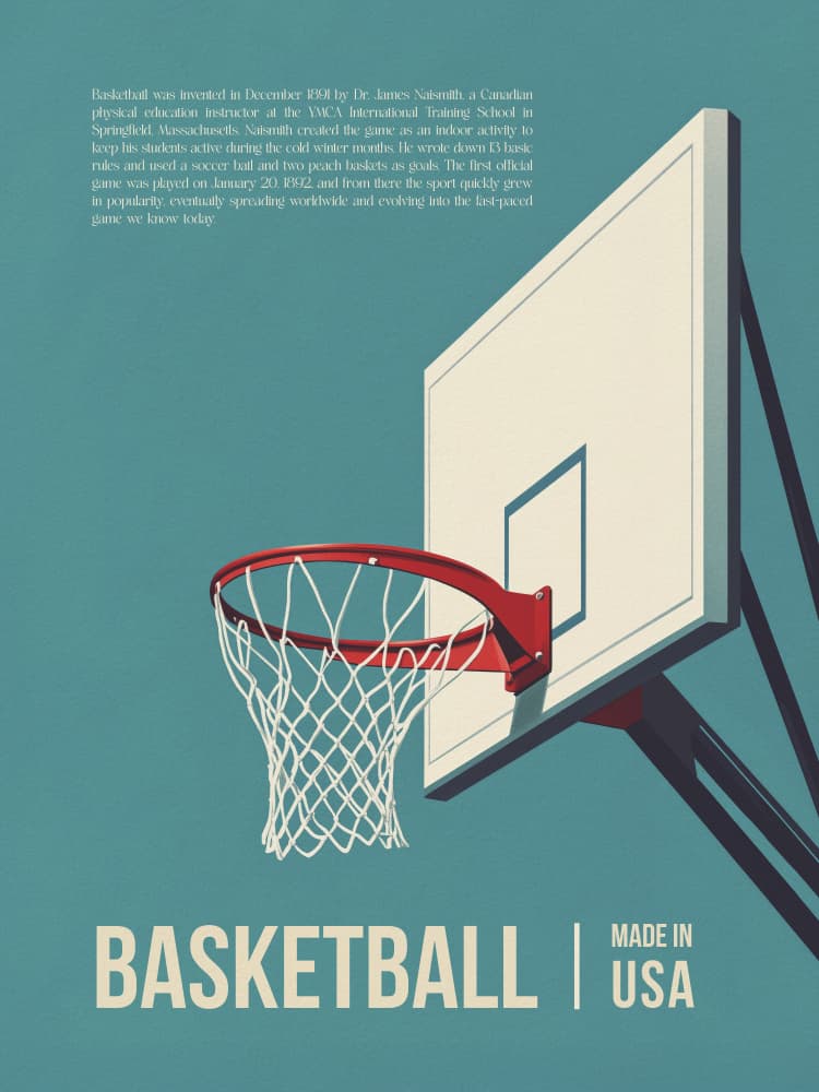 Retro Basketball Hoop by Andreas Magnusson — canvas wall art